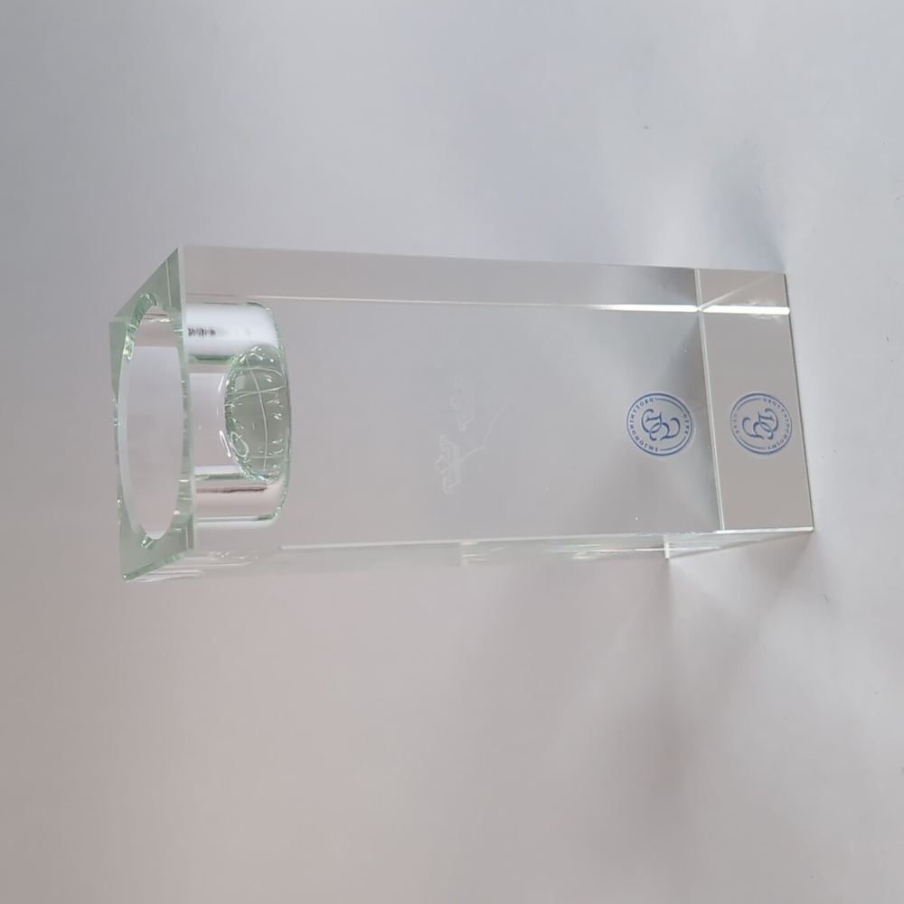 Sweden National Emblem 3 Crowns Solid Glass Engraved Votive Tea Candle Holder